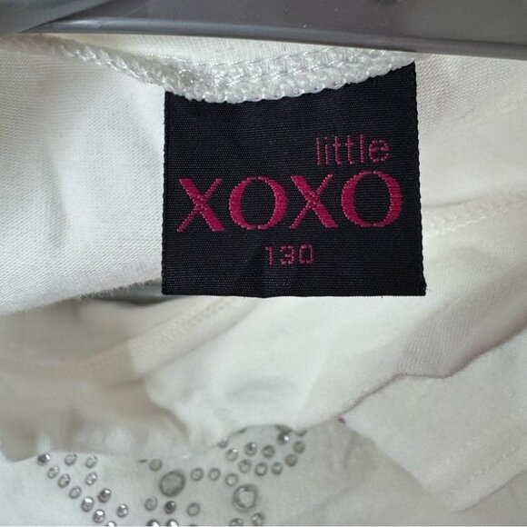 Xoxo hugs & kisses tank top bling holographic silver purple white mock neck y2k - Picture 3 of 6